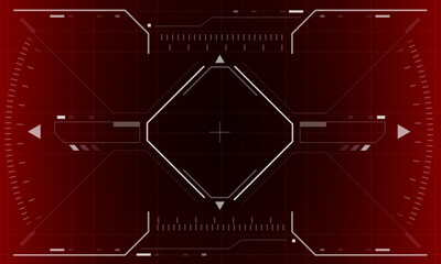 Poster - HUD sci-fi interface screen view white hexagon geometric design virtual reality futuristic technology creative display on red vector
