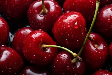 Wall Mural - A close-up of ripe, red cherries