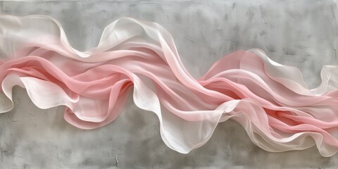 Sticker - Wave-like patterns of pink textiles against a tranquil gray background