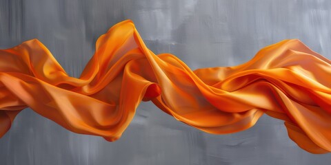 Canvas Print - Wave-like patterns of orange textiles against a tranquil gray background.