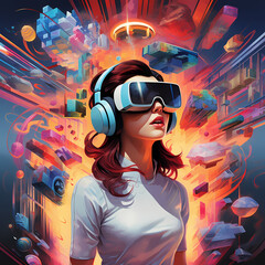 Poster - Abstract representation of virtual reality.