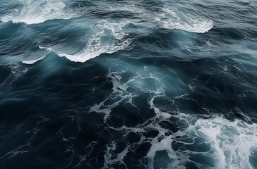 Aufkleber - background of dark sea blue water waves from above