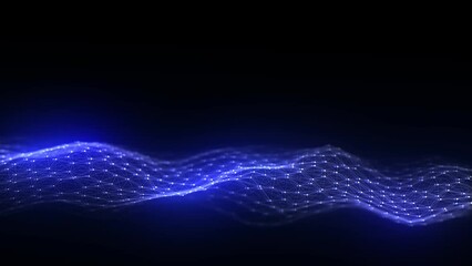 Aufkleber - Dark hexagon wave of particles and lines with glitch effect. Big data visualization. Abstract background with a dynamic wave. 3d rendering.