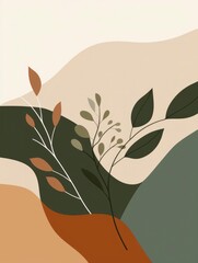 Wall Mural - Nature Essence Minimalist Digital Art Piece Featuring Organic Shapes and Earthy Colors for a Serene Connection to the Natural World