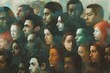 Painting of a Group of Peoples Heads, concept o a group of individuals conforming to a majority opinion or social norm - Generative ai