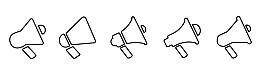 Poster - Megaphone line icons set simple vector	