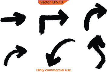Wall Mural - black arrows, ink line, grunge arrows brush strokes, ink paint set, eps 10. only commercial use