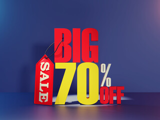 Wall Mural - big sale discount 70 off with price tag. modern layout design on blue background for promotion campa