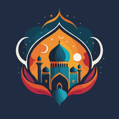 Wall Mural - illustration of a mosque, ramadan style