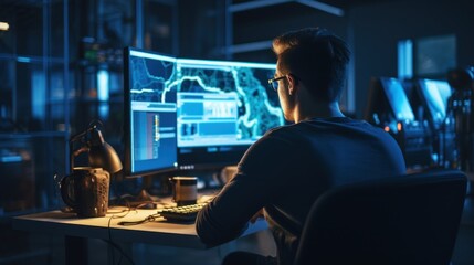 IT professionals work in peace and quiet and develop their programming skills