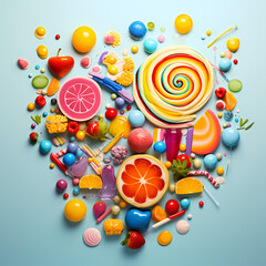 Canvas Print - Playful composition of colorful candies and sweets