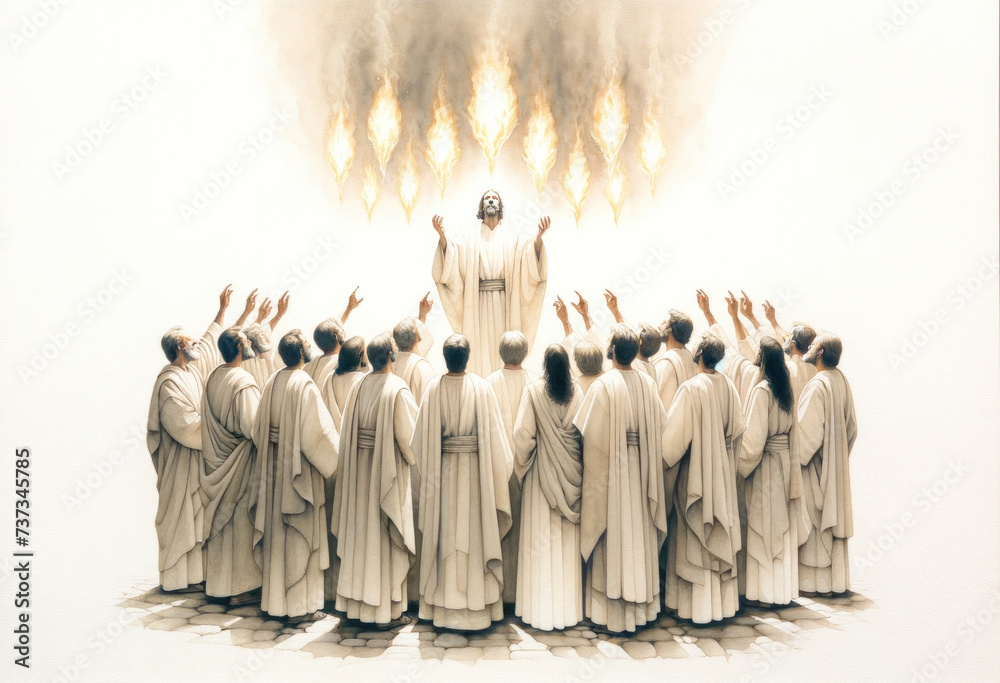 Pentecost Sunday: The Holy Spirit Comes as Tongues of Fire. Digital ...