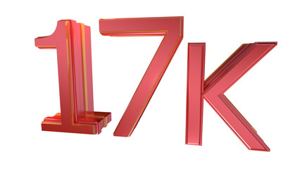 Sticker - Red 3d number 17K