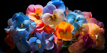 Vibrant Multi Color Flowers Glowing In A Dark Background And Wallpaper    