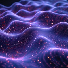 Poster - Computer Generated Image of Waves and Stars. Generative AI.