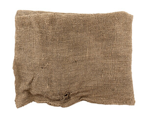 Sticker - Burlap texture. A piece of torn burlap on a white background. Canvas. Packing material