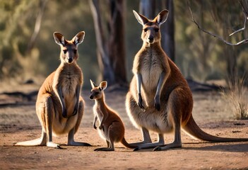 Wall Mural - kangaroo with baby