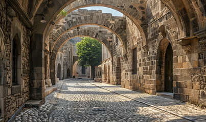  edieval arched street in the old town