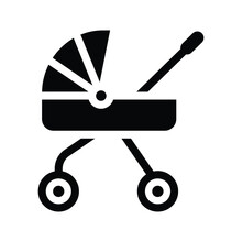 Baby Carriage Icon. Flat Illustration Of Rewind Vector Icon For Web