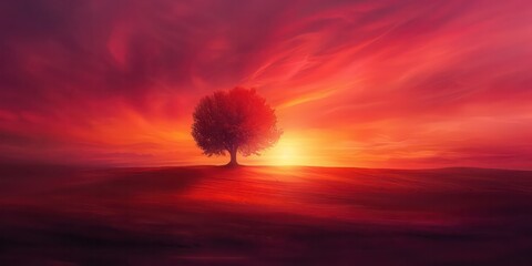 Wall Mural - Red sunset background, a spectrum of crimson, symbolizing day's closure and dawn's hope.