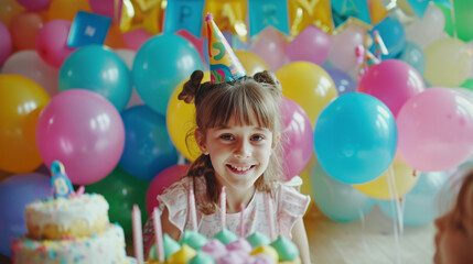 Wall Mural - child with birthday cake