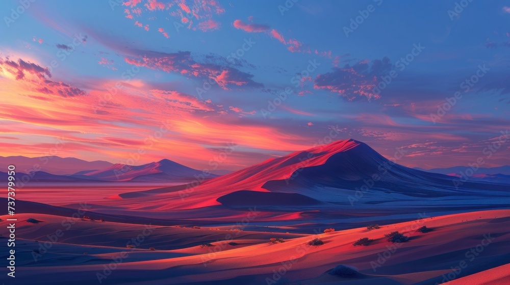 The sun dips below the horizon, casting a warm glow over the expansive ...
