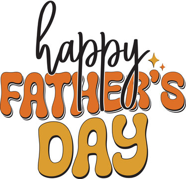 Retro Father's Day Sublimation Design. Groovy Bold Colorful Typography on White Background for ready to print on T-shirts, mugs, bags, pillows and more.