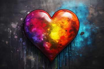 Wall Mural - Abstract heart in rainbow colors, LGBT concept. Background with selective focus