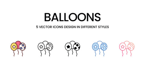 Sticker - Balloons icons. Suitable for Web Page, Mobile App, UI, UX and GUI design.