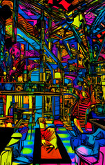  colorful iridescent background, phosphorescent abstract painting