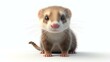 A charming 3D rendering of an adorable ferret, beautifully crafted with exquisite details, set against a pristine white background. Perfect for adding a touch of cuteness to any project or d