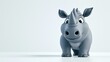 Cheerful and adorable 3D rhinoceros standing proudly against a crisp white background. Its endearing expression and cute details make it perfect for designs targeting children and nature ent