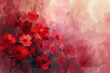 Painterly texture abstract background using bold bright brushstrokes with a colorful flowers.