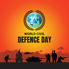 A Creative Concept Design For A Banner And Poster By The International Civil Defense Organization (ICDO) On 1st March 1931 To Raise Awareness Of World Civil Defense Day