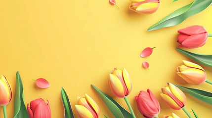  tulips on a wooden background