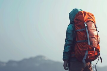 Canvas Print - 3d hiker with backpack. 