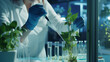 a scientist is working on a plant in a laboratory