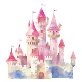 Fototapeta  - Enchanted Watercolor Castle