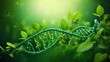 DNA helix with green plants. generative, ai.