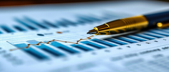 Wall Mural - Financial insights, a close-up of analysis and reports, charting the course of business strategy and success