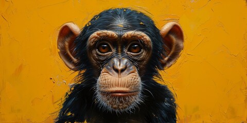 Portrait of a chimpanzee monkey, digital illustration in watercolor style