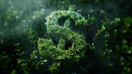 Wall Mural - Dollar sign, creatively crafted from lush grass and fresh leaves, represents the concept of sustainable finances, ESG (Environmental, Social, and Governance) principles, and the generation of profit