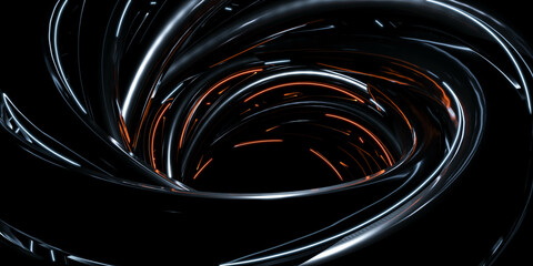 Poster - Abstract Black and Orange Swirling Patterns on a Digital Art Background 3d render illustration