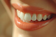 © ADDICTIVE STOCK - Close-up of a healthy white smile with natural lips Generative AI image