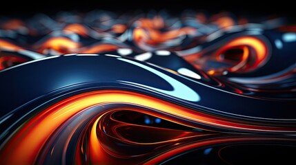 Leinwandbilder - 3D wavy abstract technological background dynamic curves