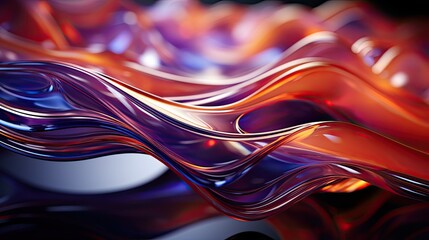 Poster - 3D abstract background with fluid wavy structures convey