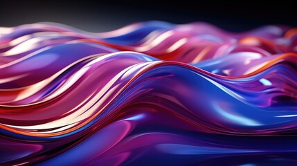 Poster - 3D abstract background with fluid wavy structures convey