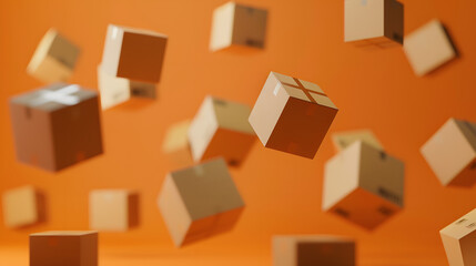 Wall Mural - Background image with floating boxes