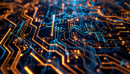 circuit electronic board with microchip, hardware and technology background concept, computer motherboard macro