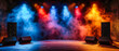 Concert Stage with Bright Spotlights and Smoke, Entertainment Event Background, Live Music Performance Scene